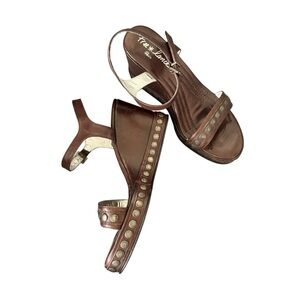 Free Lance Brown Studded Wedges Size 38 US 8